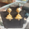 Traditional Gold Temple Jhumka Earrings with Pearl Detailing