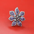 "Dazzle in Purple Blooms: The Ultimate Floral Finger Ring for Women"