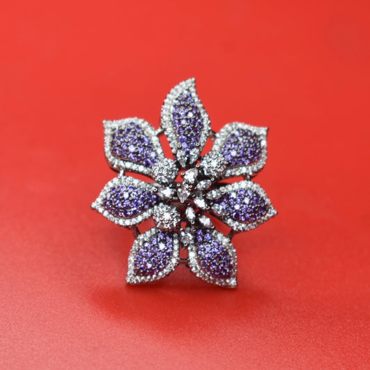 "Dazzle in Purple Blooms: The Ultimate Floral Finger Ring for Women"