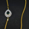 925 Sterling Silver 24K Gold Plated Thali Bottu Mangalsutra Chain with Green Zircon Side Brooch - 24 Inches