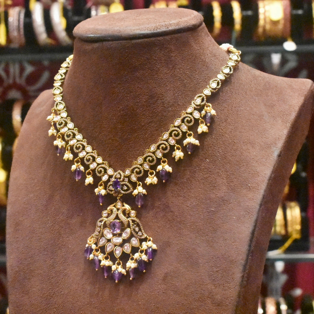 Asp Purple Victorian Zircon Necklace Set