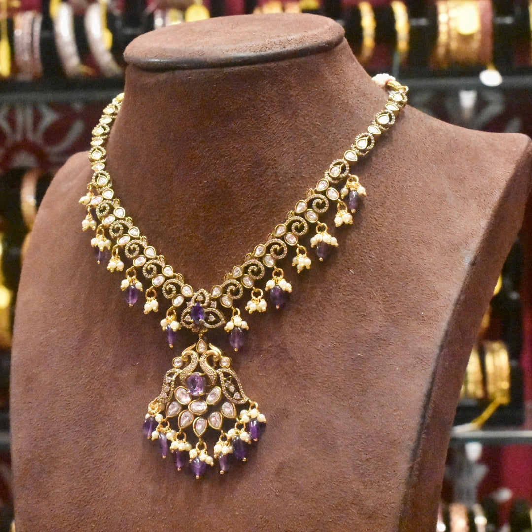 Asp Purple Victorian Zircon Necklace Set