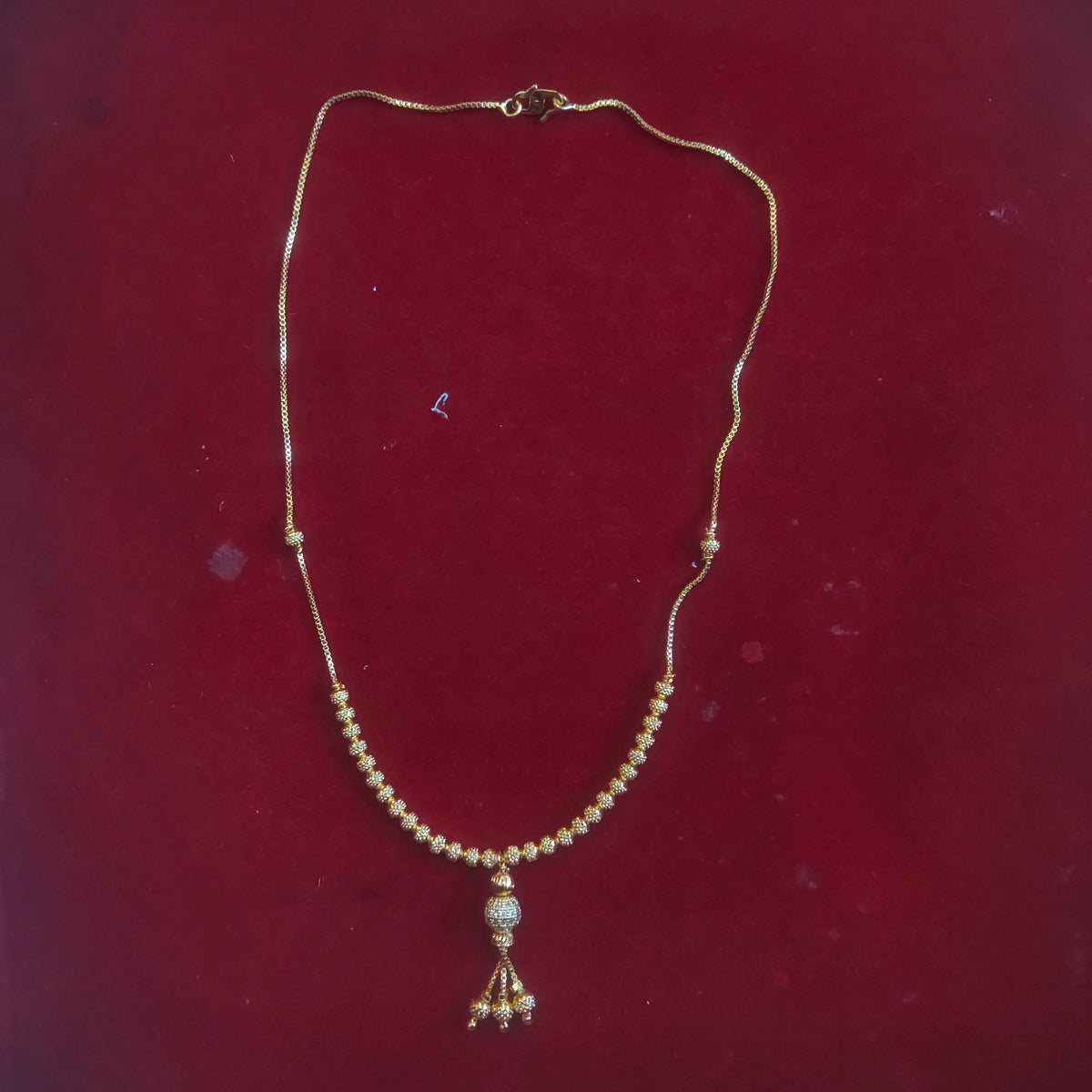 Delicate Gold Plated Beaded Necklace with Pendant Drop