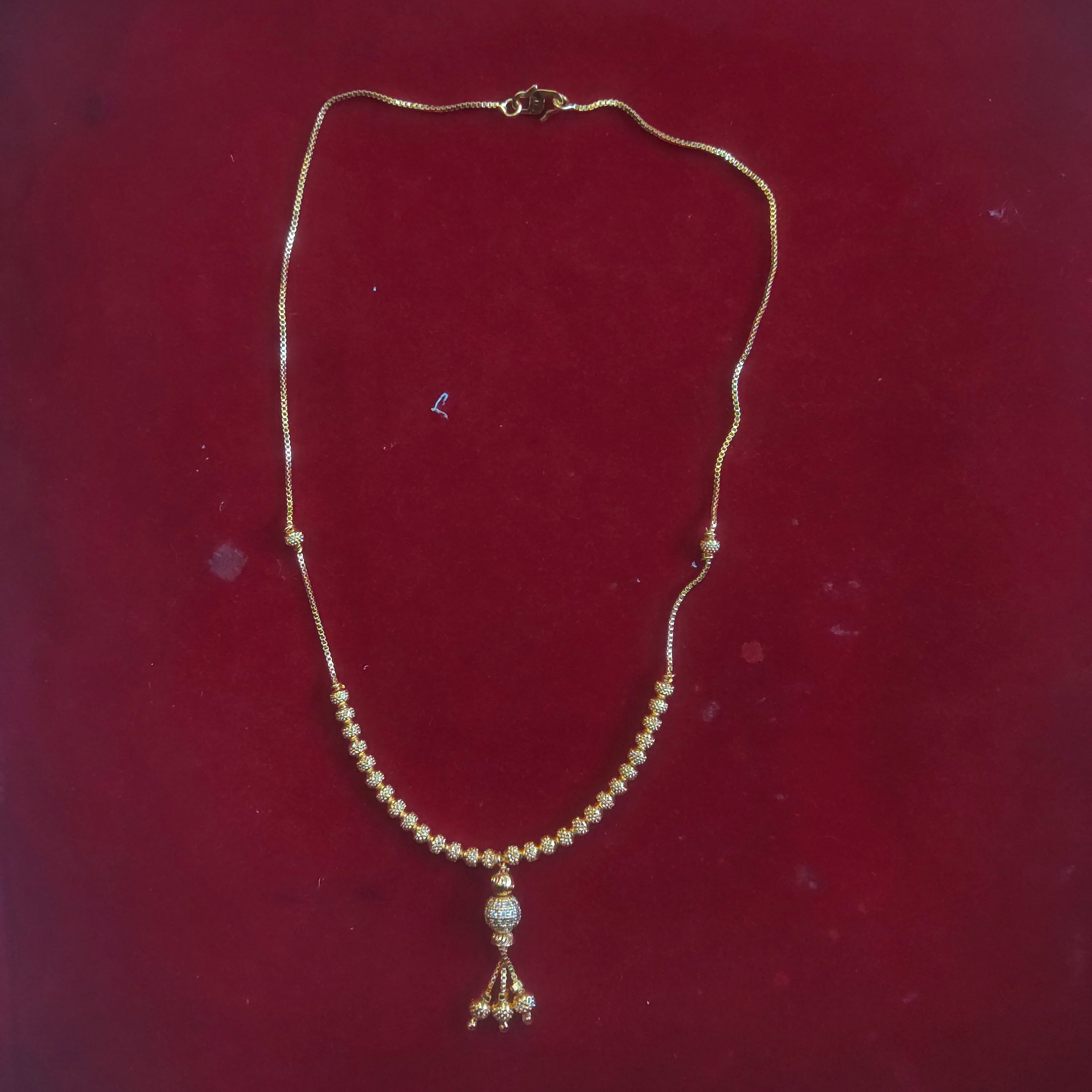 Delicate Gold Plated Beaded Necklace with Pendant Drop
