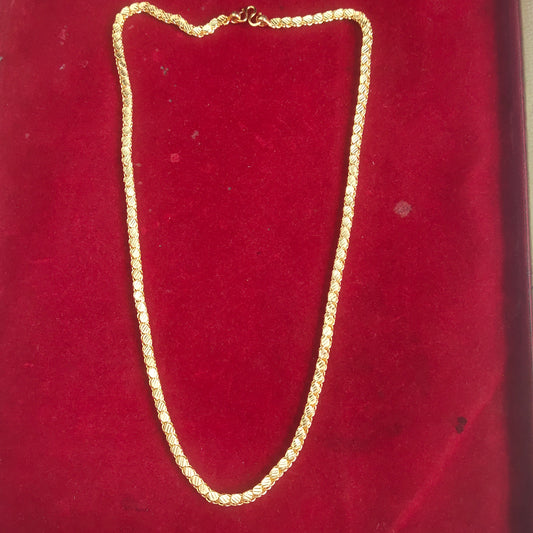 PanchLoha Omega Flat Cut Chain Necklace - Unisex Gold Plated