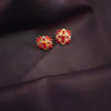 Ruby Starburst Flower Stud Earrings — CZ Diamond | Gold-Tone | Push-Back