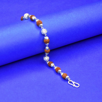 "Embrace Spiritual Strength: 92.5 Silver Rudraksha Bracelet - A Sacred Companion for Mindfulness"