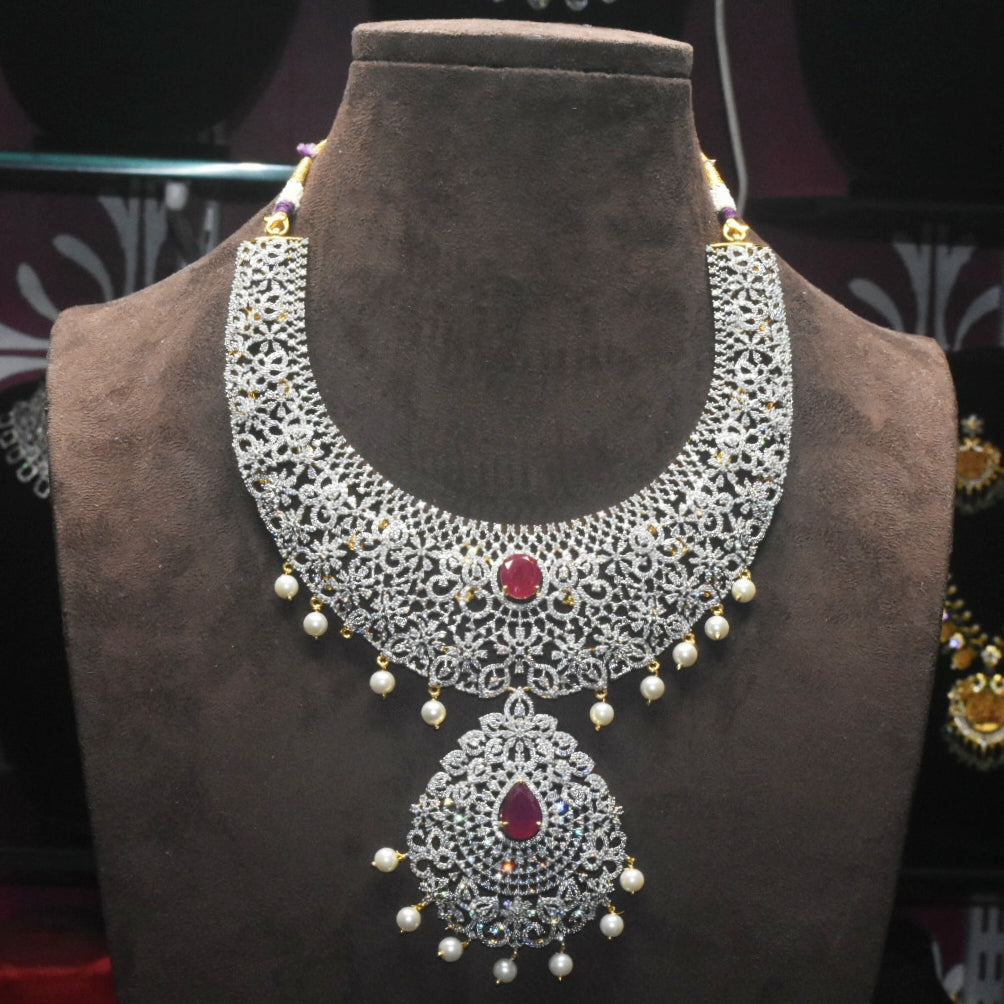 "Shine Bright: The Stunning Gj Polished American Diamond Necklace by ASP Fashion Jewellery"