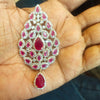 Red Zircon Diamond Brooch for Indian Groom Turban