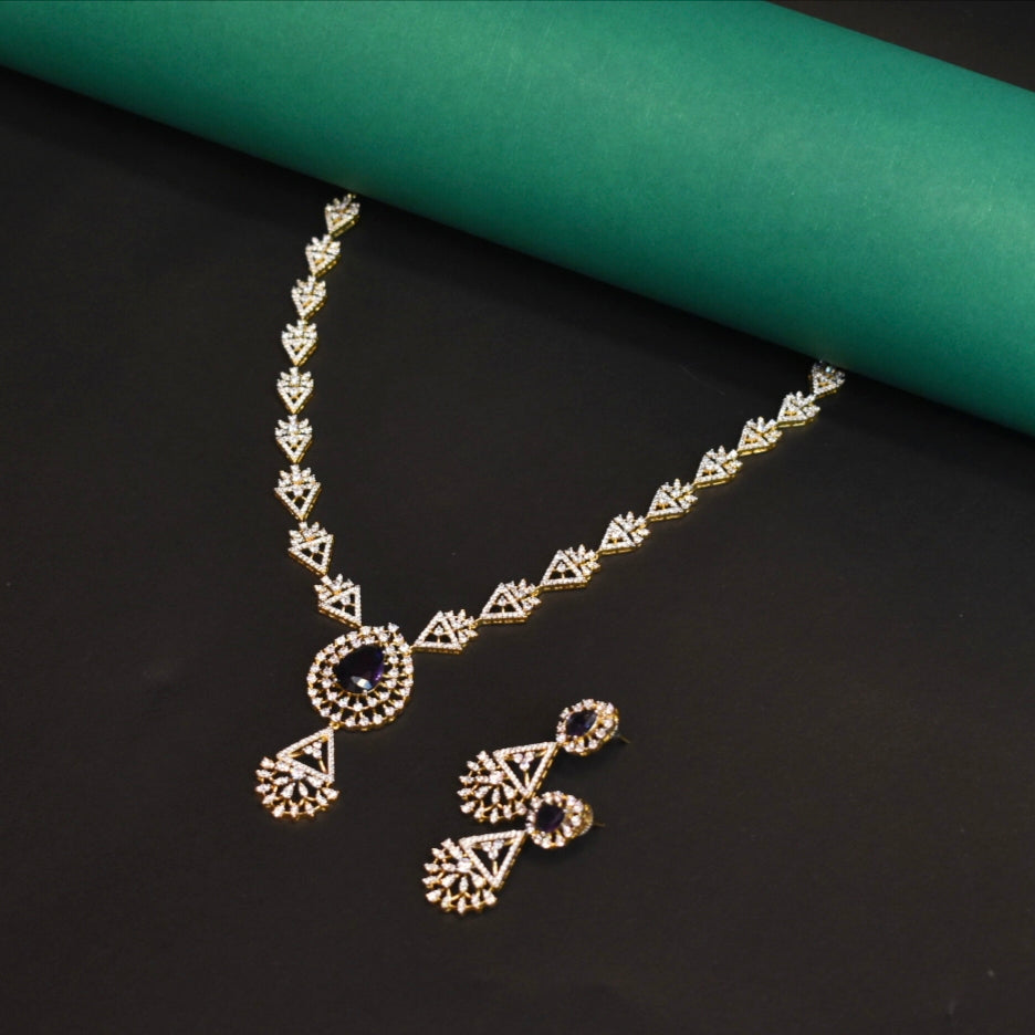 Asp Rhodium Gold Cubic Zirconia Short Necklace