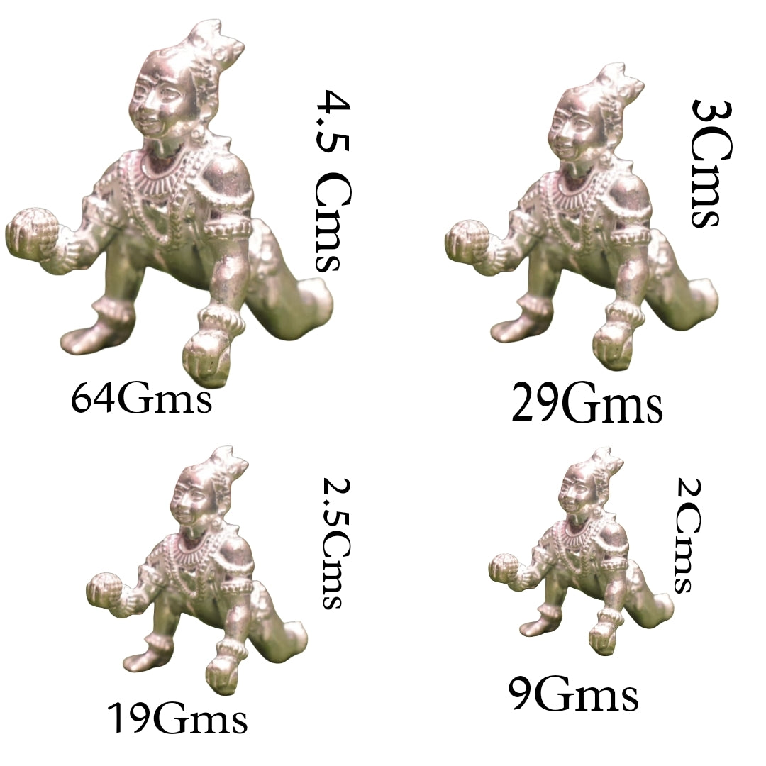 Pure Silver Laddu Gopal Idol - Handcrafted Bal Krishna Statue