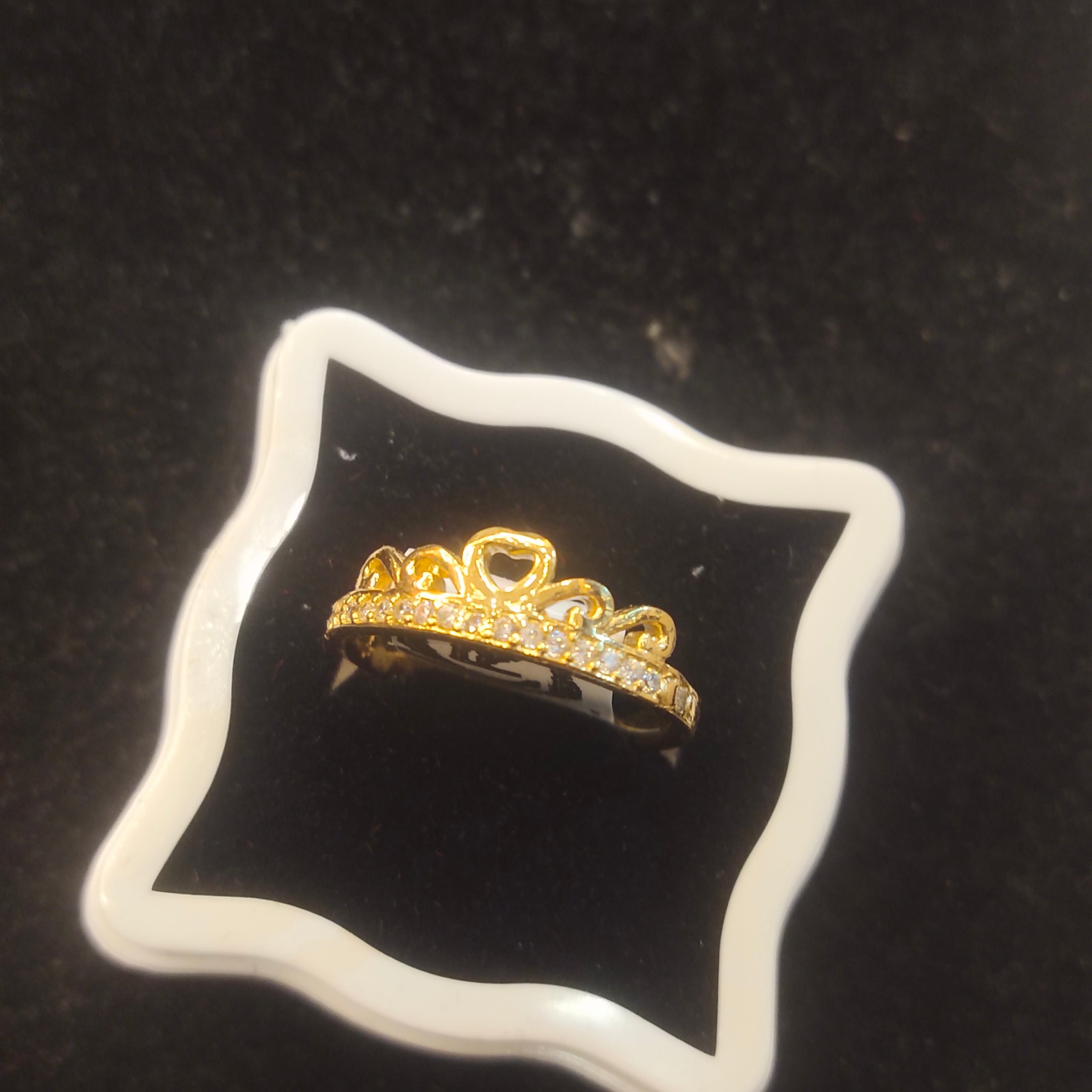 Gold Diamond Crown Tiara Ring for Women