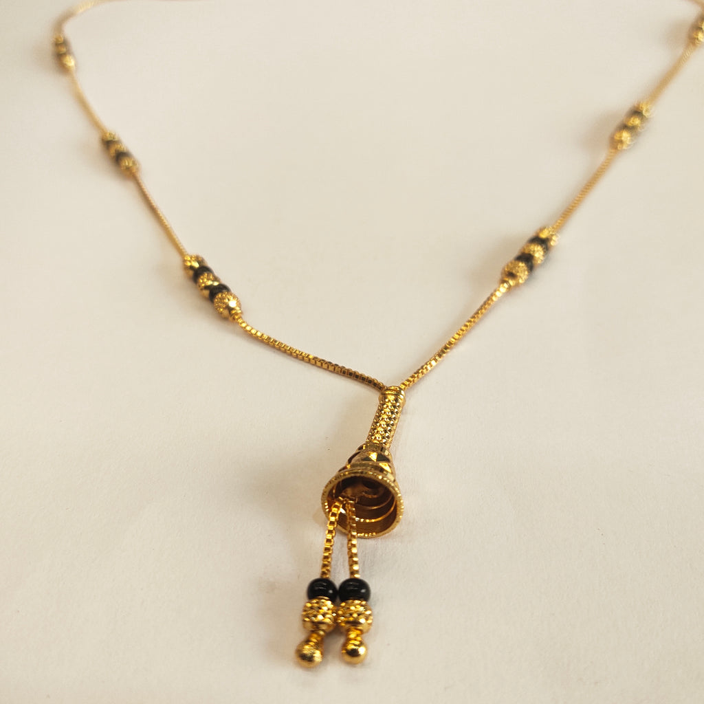 Sophisticated 18-Inch Black Beads Mangalsutra | 24K Gold Plated | Business Wear