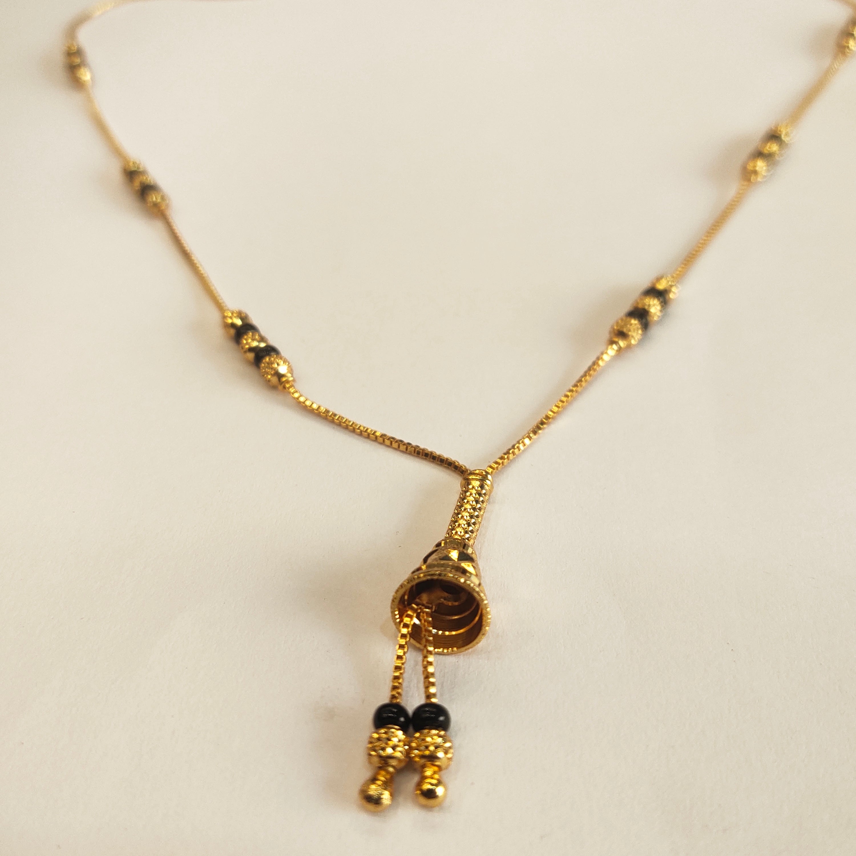 Sophisticated 18-Inch Black Beads Mangalsutra | 24K Gold Plated | Business Wear