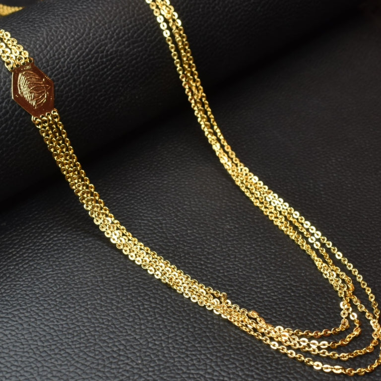 "Gleaming Grace: Stunning 24K Gold-Plated Chandraharam Jewelry for Stylish South Indian Queens"