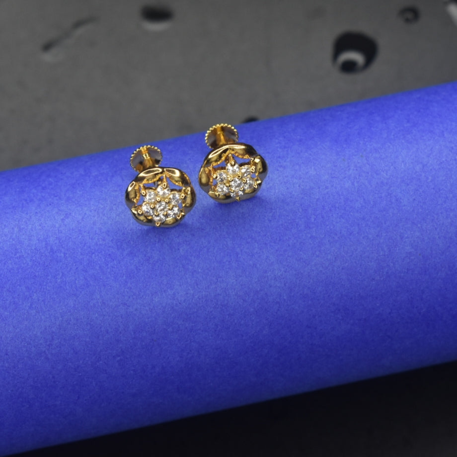 "Sparkle in Style: 92.5 Sterling Silver Gold-Plated American Diamond Earrings with Secure Screw Back Closure"