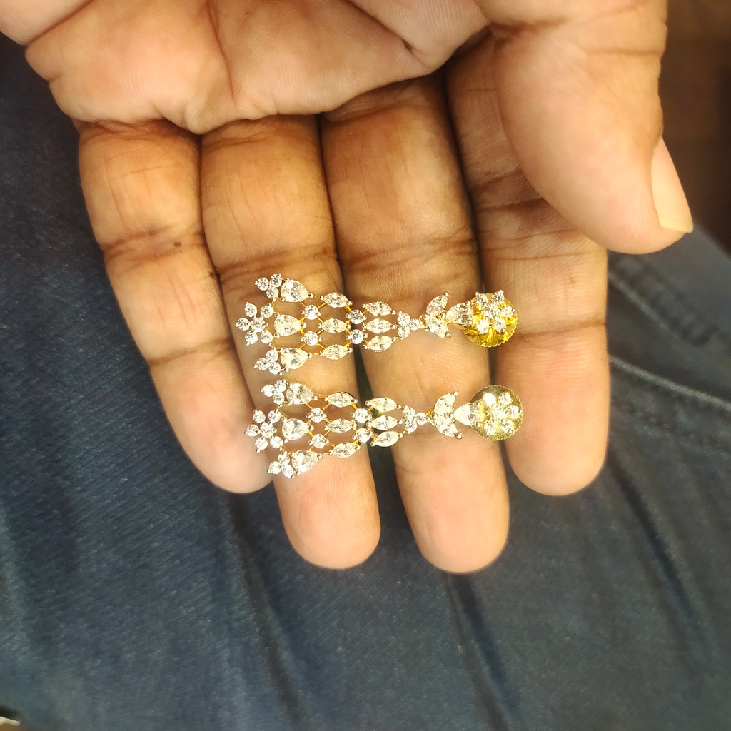 White Zircon Necklace Set - Rhodium Gold Plated