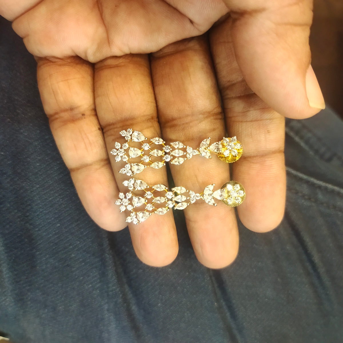 White Zircon Necklace Set - Rhodium Gold Plated