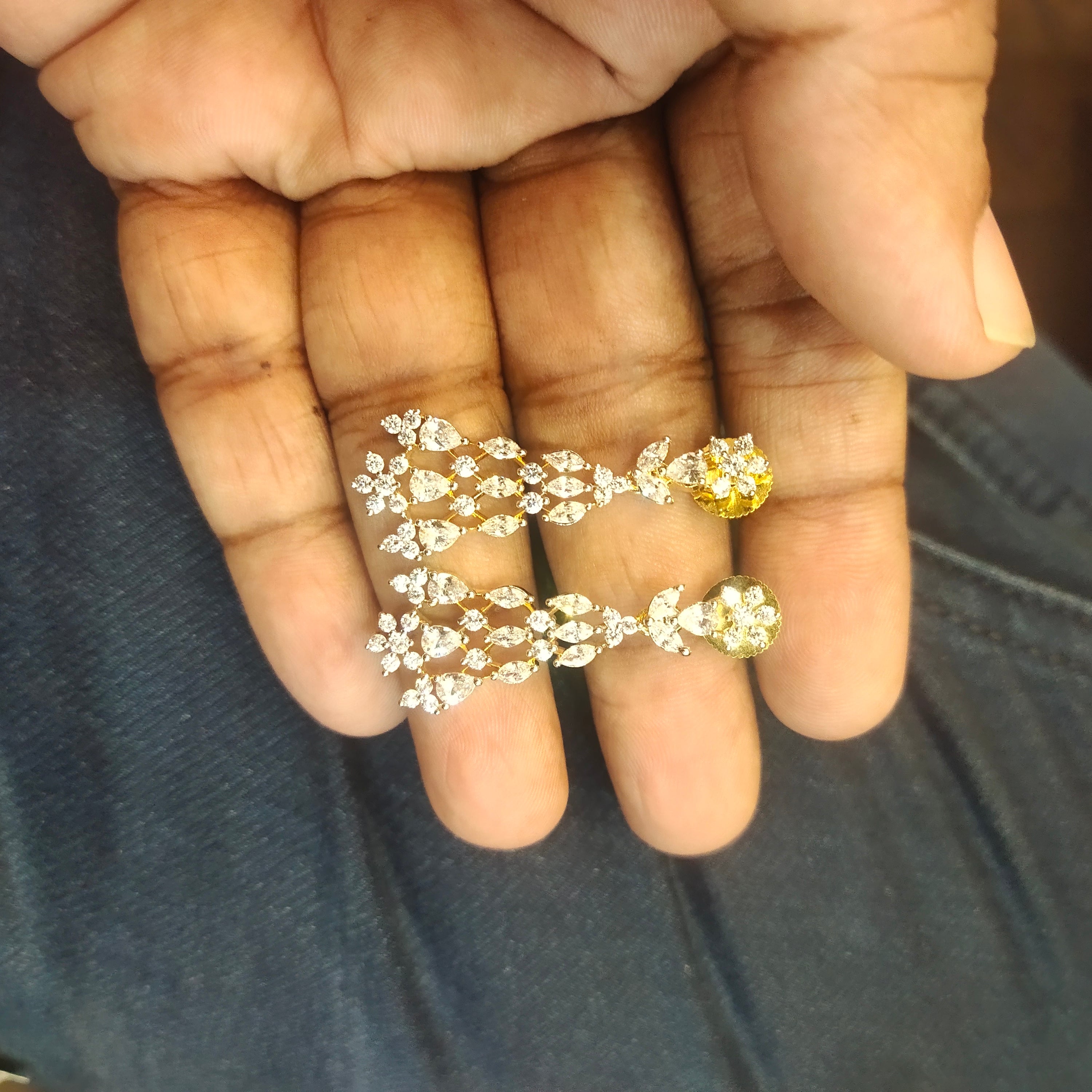 White Zircon Necklace Set - Rhodium Gold Plated