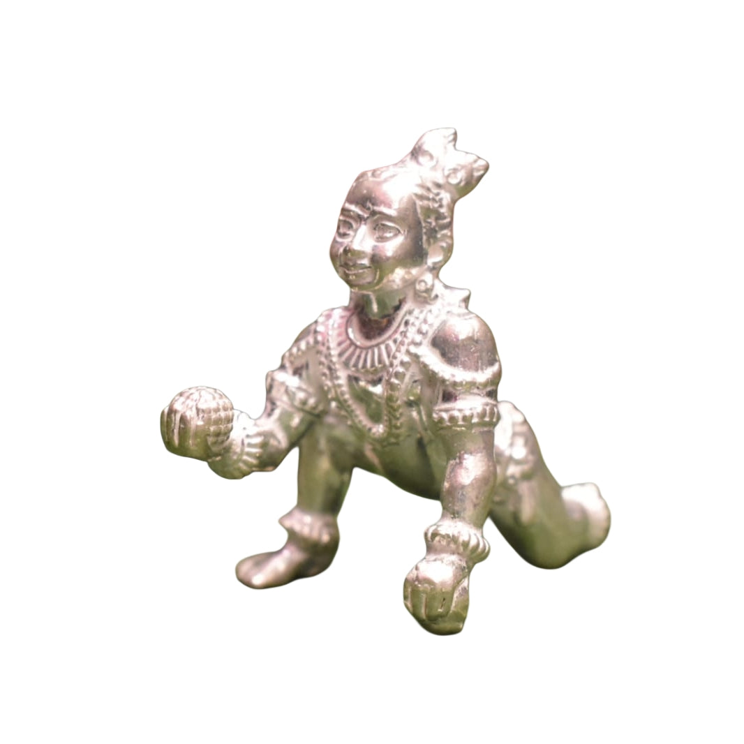 Pure Silver Laddu Gopal Idol - Handcrafted Bal Krishna Statue