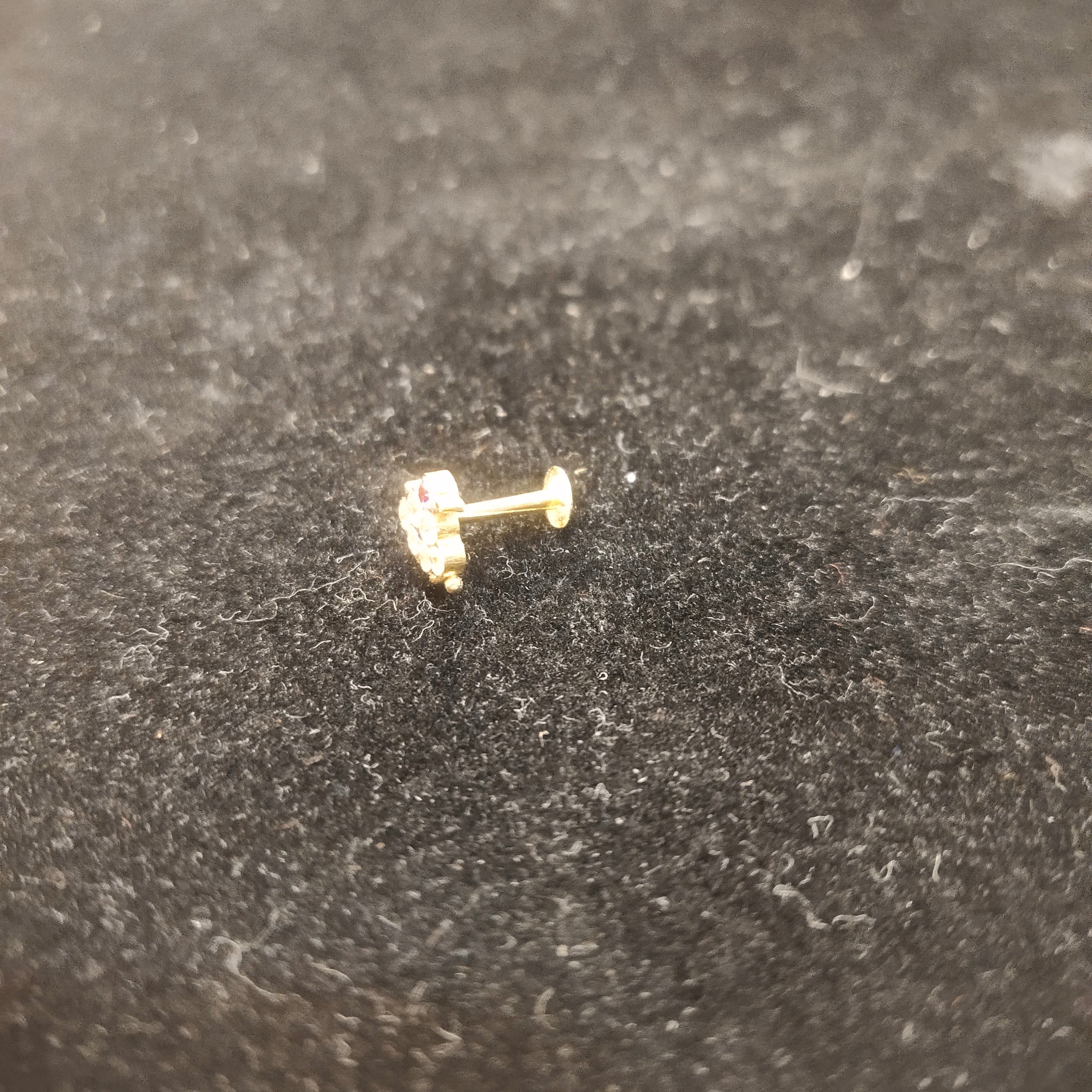18K Gold Ruby & CZ Nose Pin