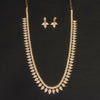 24K Gold Plated Zircon Long Necklace Set - South Indian Traditional Design