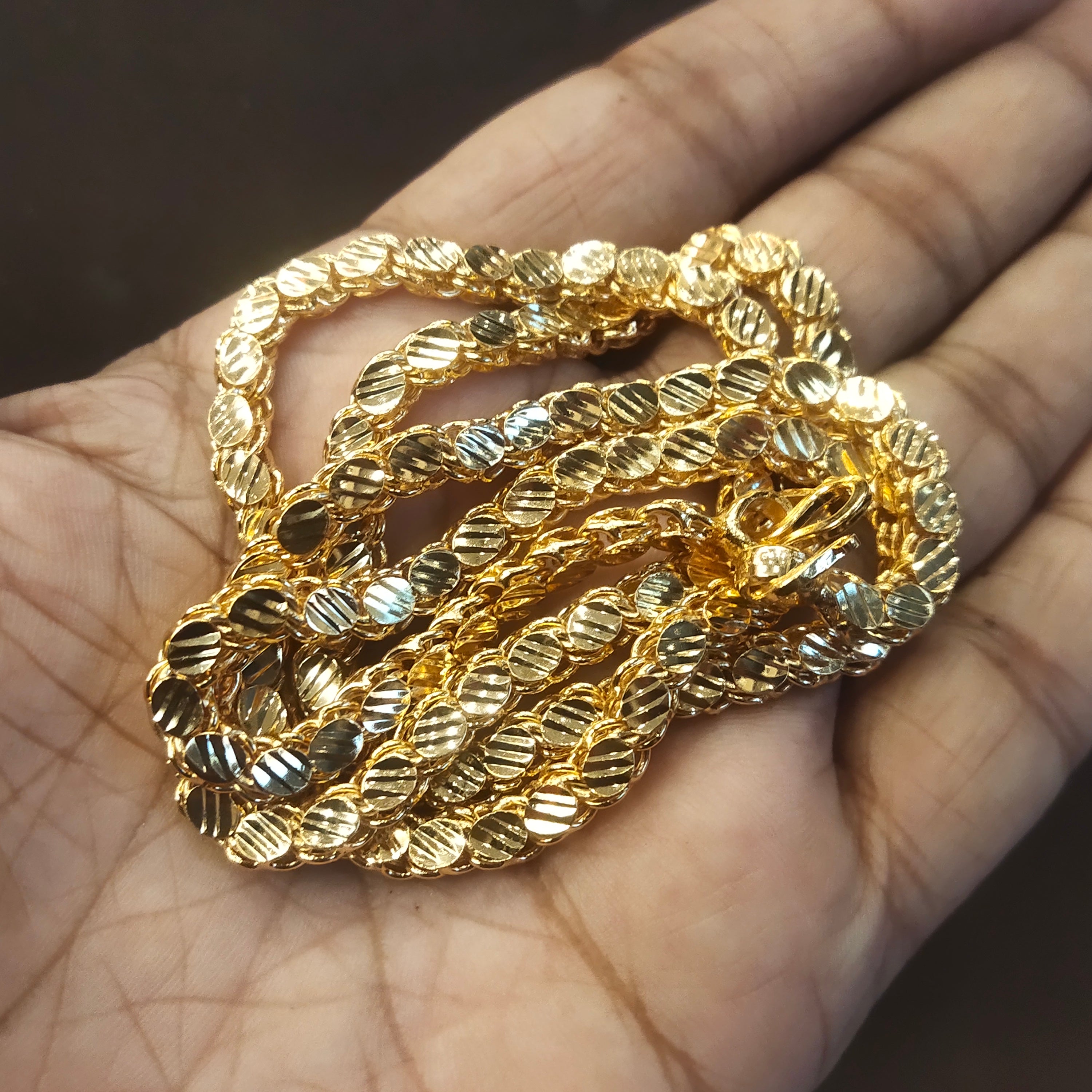 PanchLoha Omega Flat Cut Chain Necklace - Unisex Gold Plated