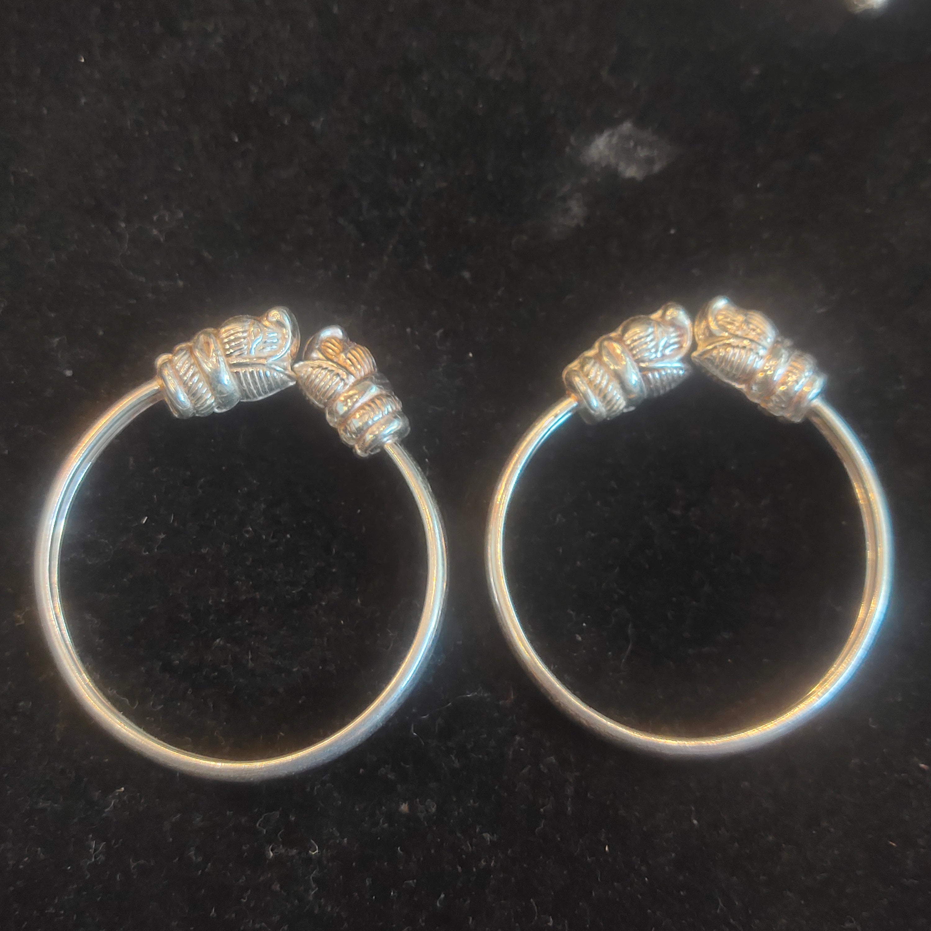 925 Silver Elephant Head Bangle Pair for Kids