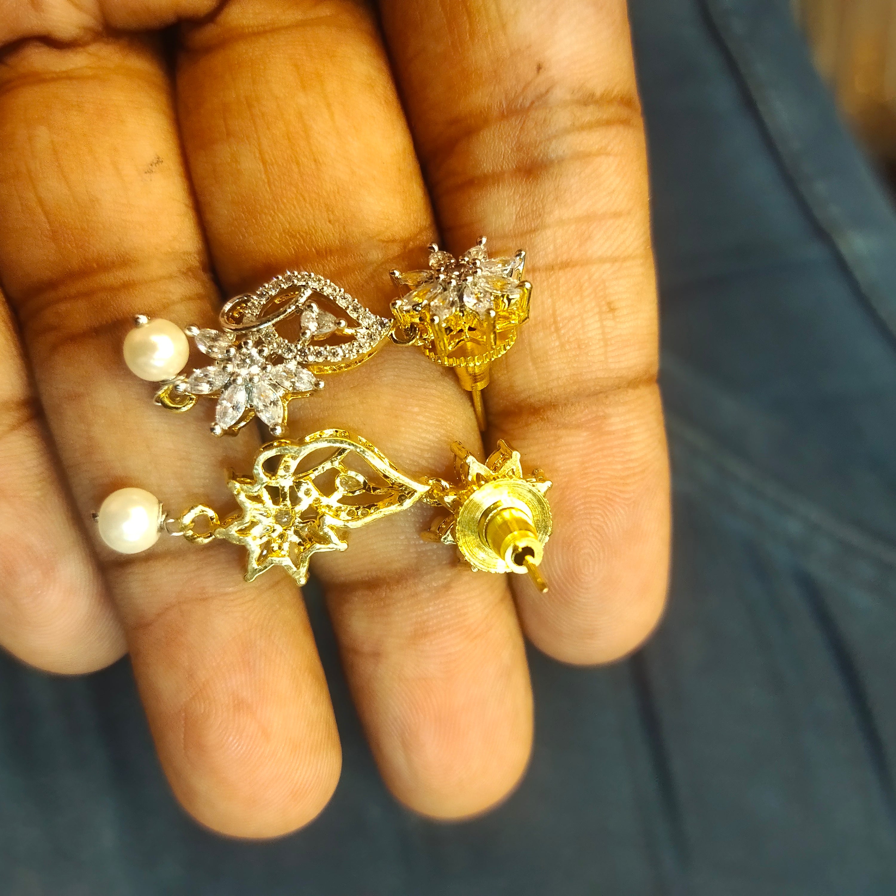 Crystal Clear White Zircon Necklace Set - Diamond Finish