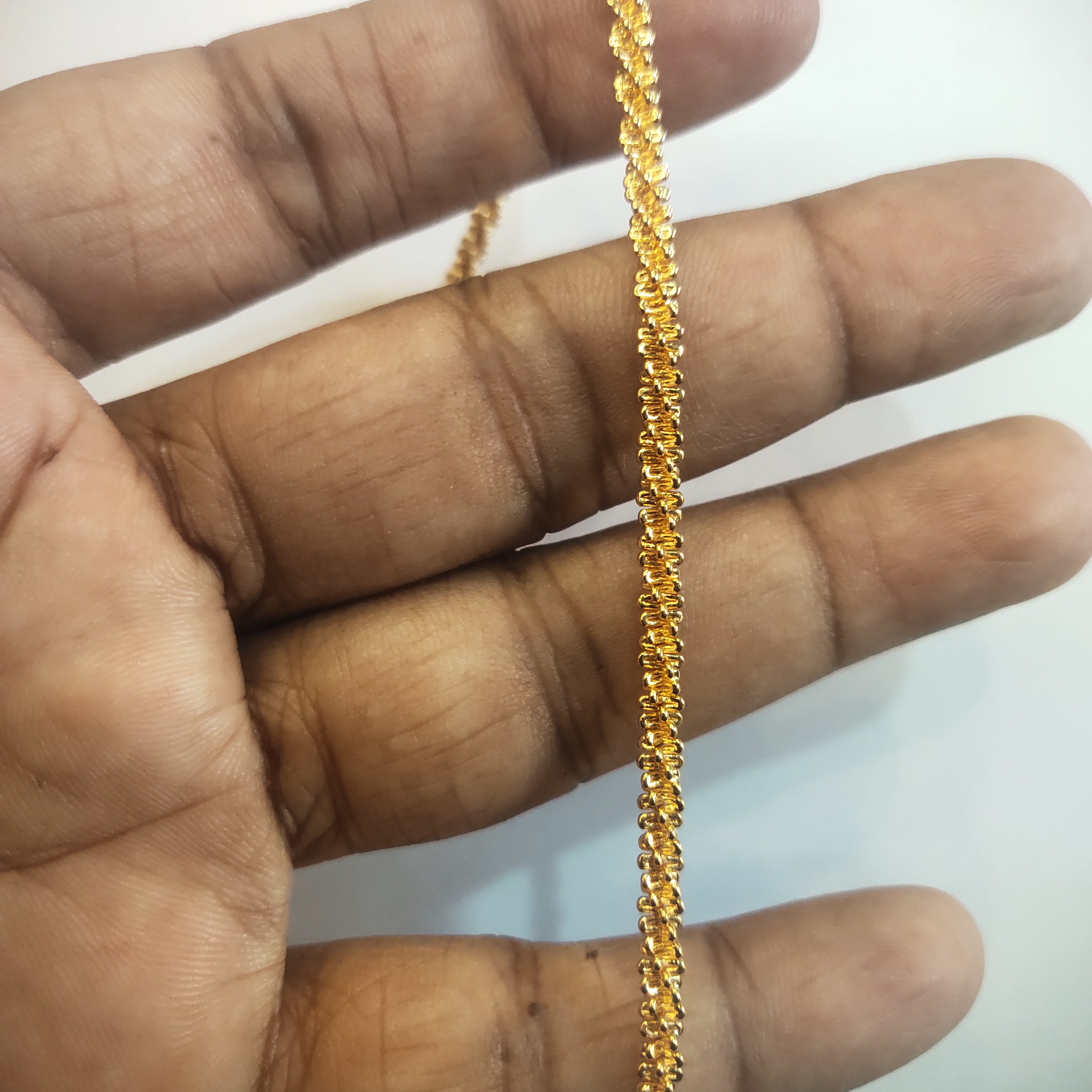 24K Gold Plated One Gram Chain for Women - 24 Inches | Spiral Design