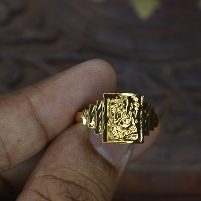 "Divine Elegance: Asp Fashion Jewellery 24K Gold Plated Lord Ganesha Ring"