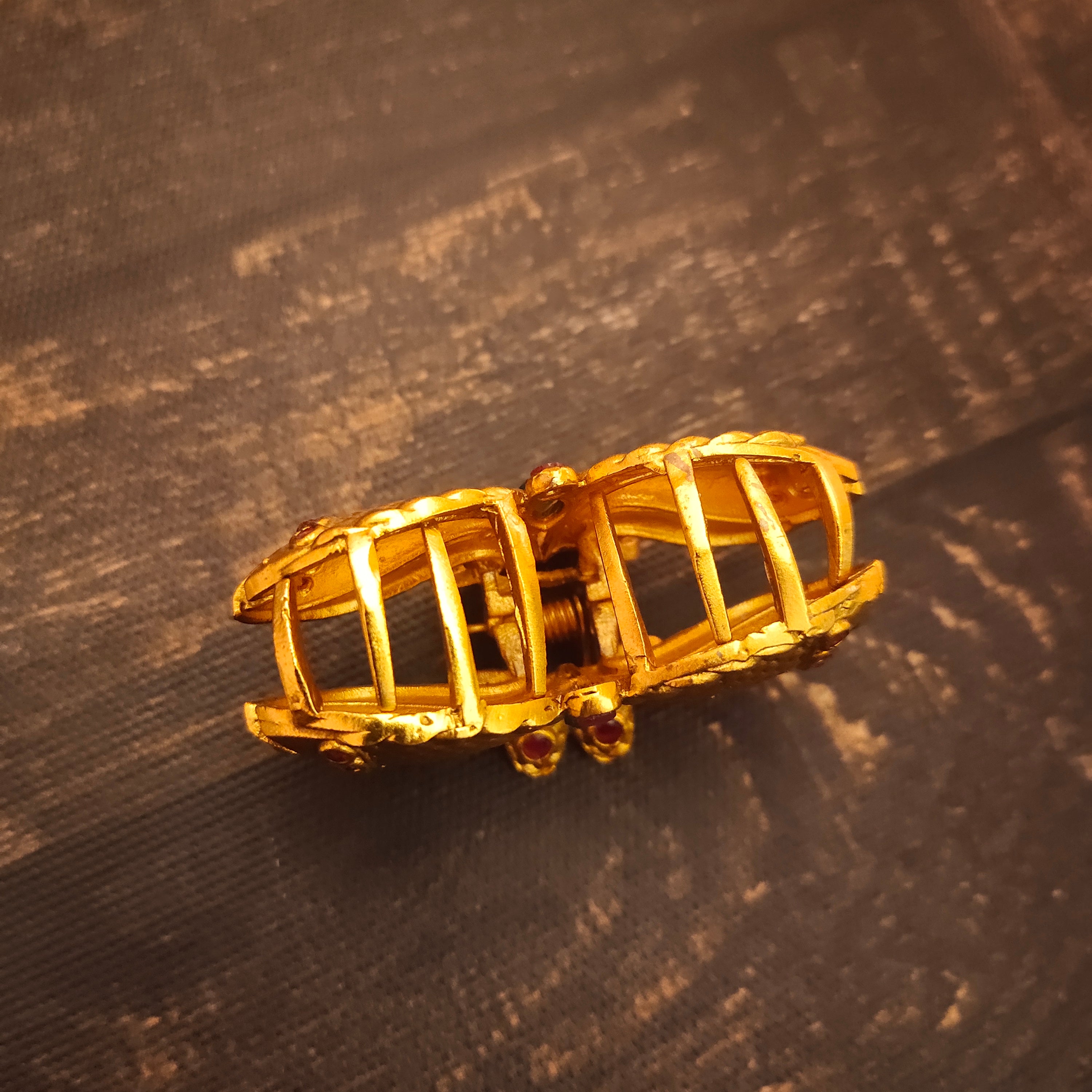 Antique Gold Plated Hair Buckle for Women - 24K Traditional Hair Clip