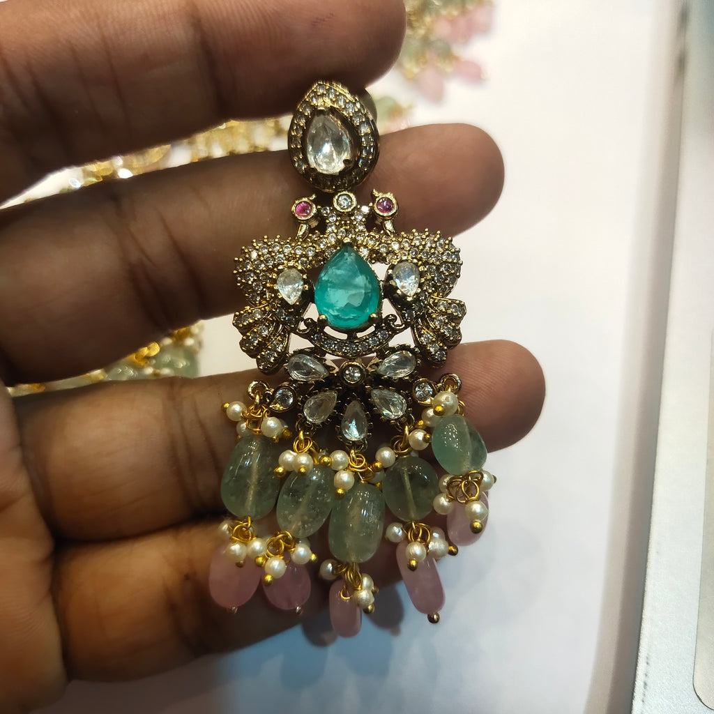 Asp Victorian Pink Zircon & Kundan Necklace Set