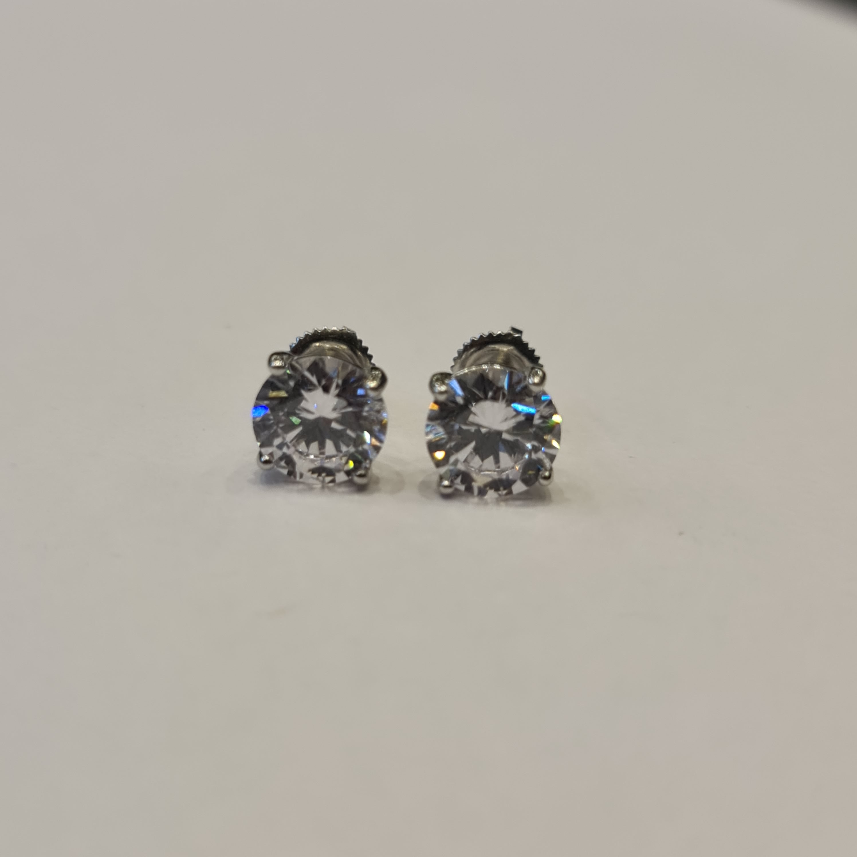 Sterling Silver Detachable Stud Earrings - American Diamond Design