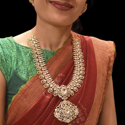 "Radiant Elegance: The Asp Fashion Kundan Long Necklace Set"