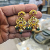 Handmade Polki Kundan Peacock Chandbali Push Back Earrings | Emerald & Ruby Variants