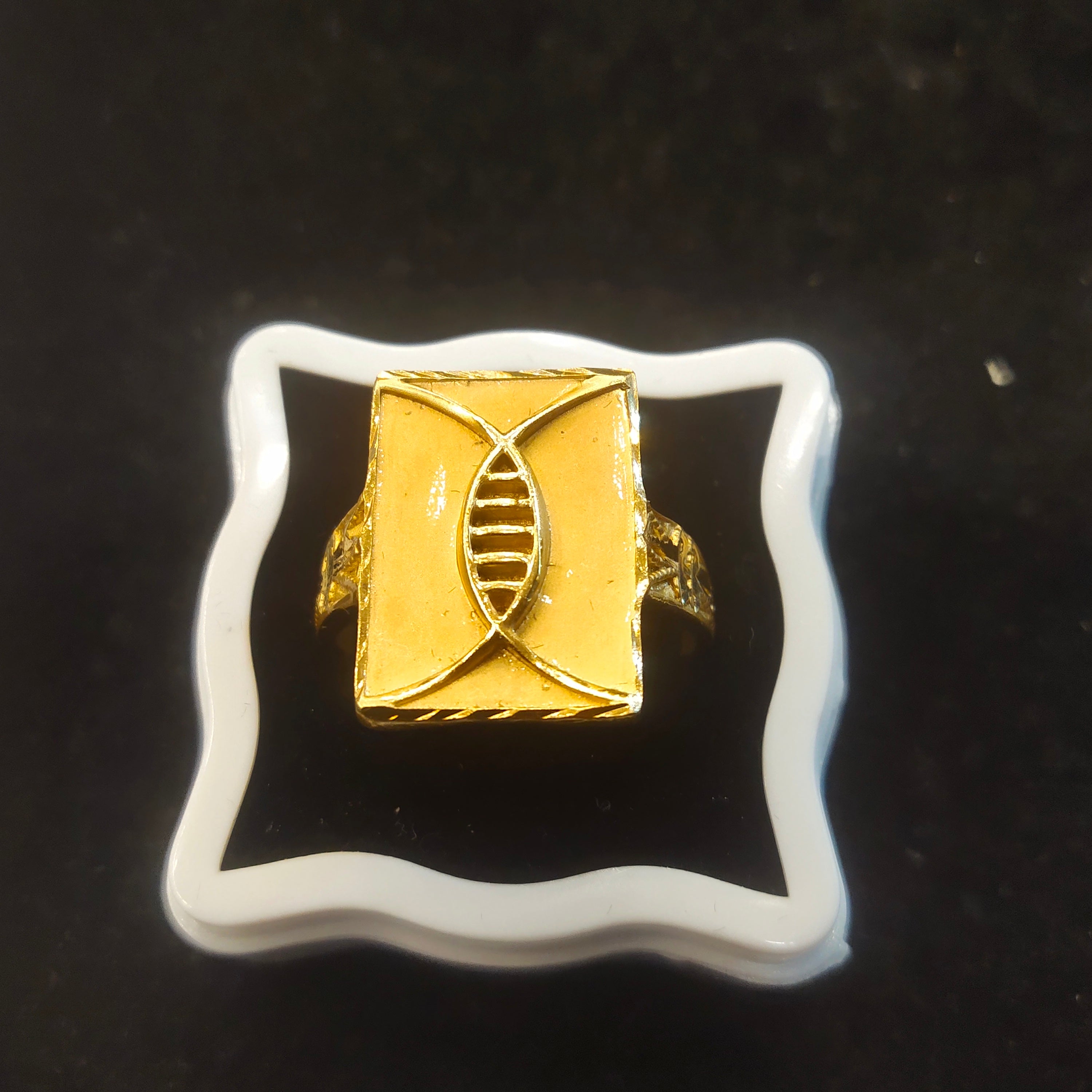 Gold Geometric Eye-Motif Ring for Men