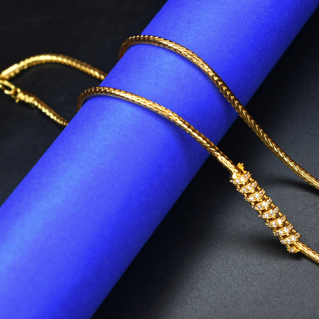 24K Gold Plated Mugappu Chain for Women - Traditional South Indian Jewelry
