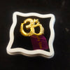 Gold Large Om Ring with Leaf Band