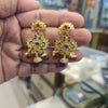 Handmade Polki Kundan Peacock Chandbali Push Back Earrings | Emerald & Ruby Variants