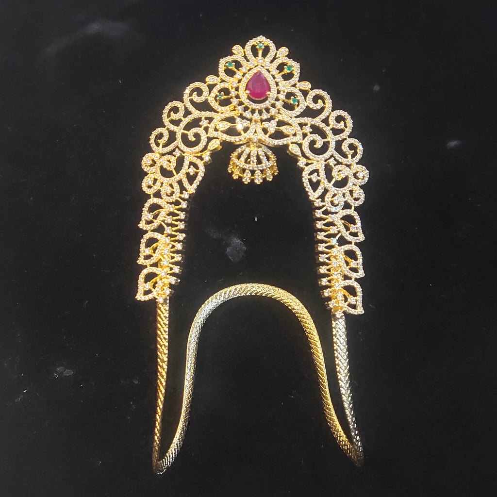 Ruby CZ Temple Arch Vanki - Traditional South Indian Armlet