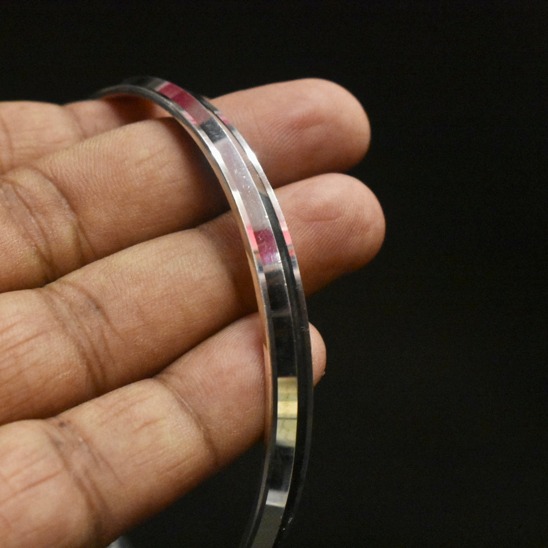 925 Silver Sardar Ji Kada for Men - Hallmarked Punjabi Sikh Bracelet