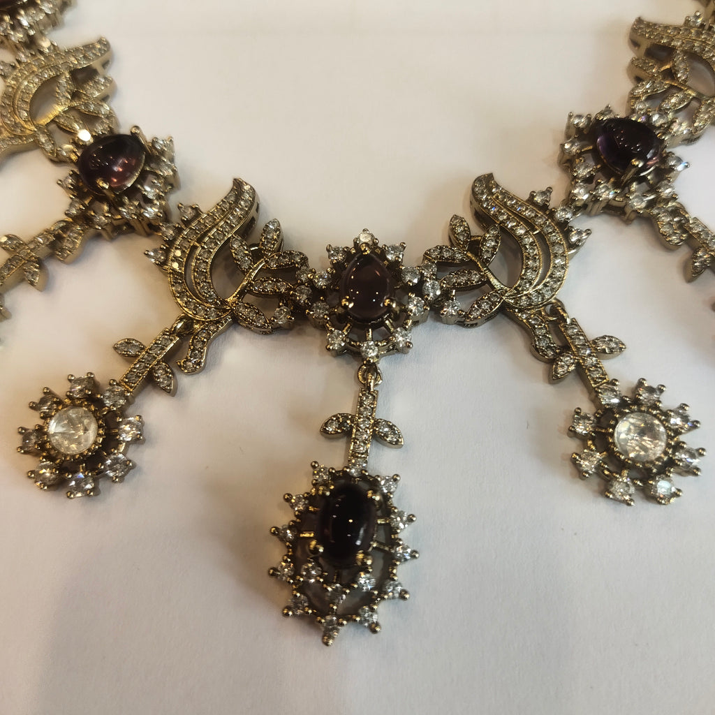 Asp Victorian Purple Zircon Bridal Necklace Set
