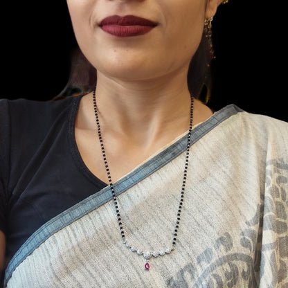 "Chic Elegance: Handcrafted ASP Silver 925 Mangalsutra Necklace with Black Beads"