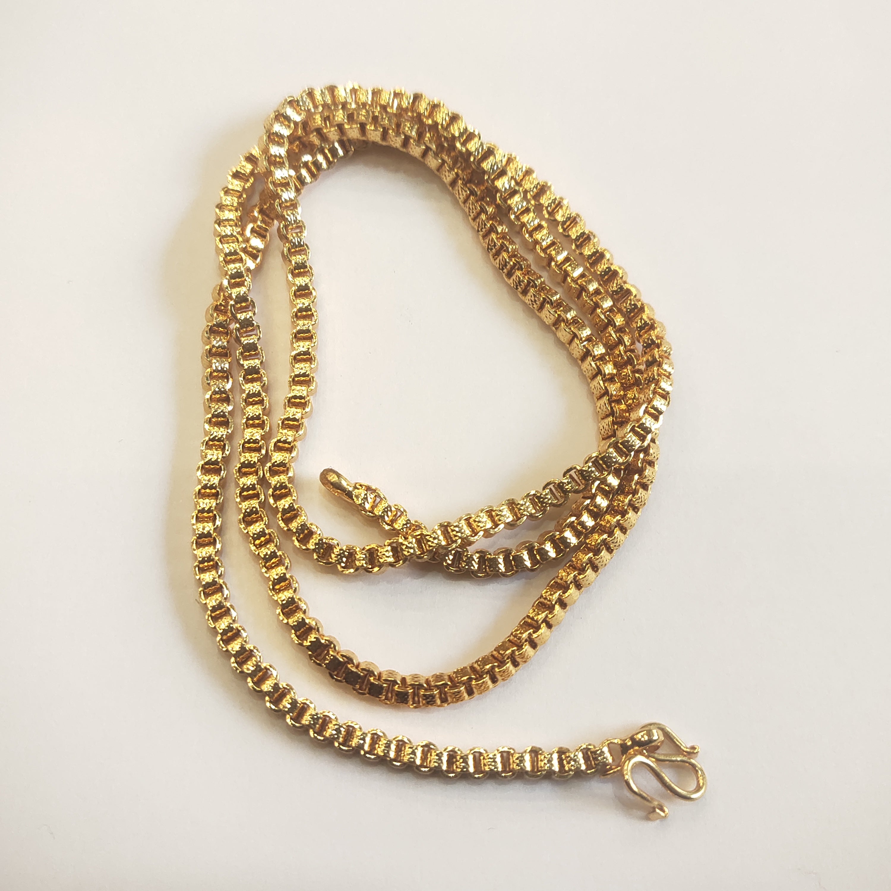 24K Gold Plated One Gram Chain for Women - 24 Inches | Box Chain Design