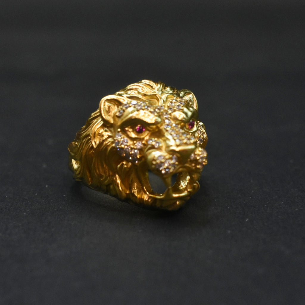 Roaring Lion Head Panchaloha Men's Ring - Handmade Premium Finishing