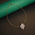 Asp Rhodium Gold Cubic Zirconia Pendant With Shimmering 24K Gold-Plated Cord Chain