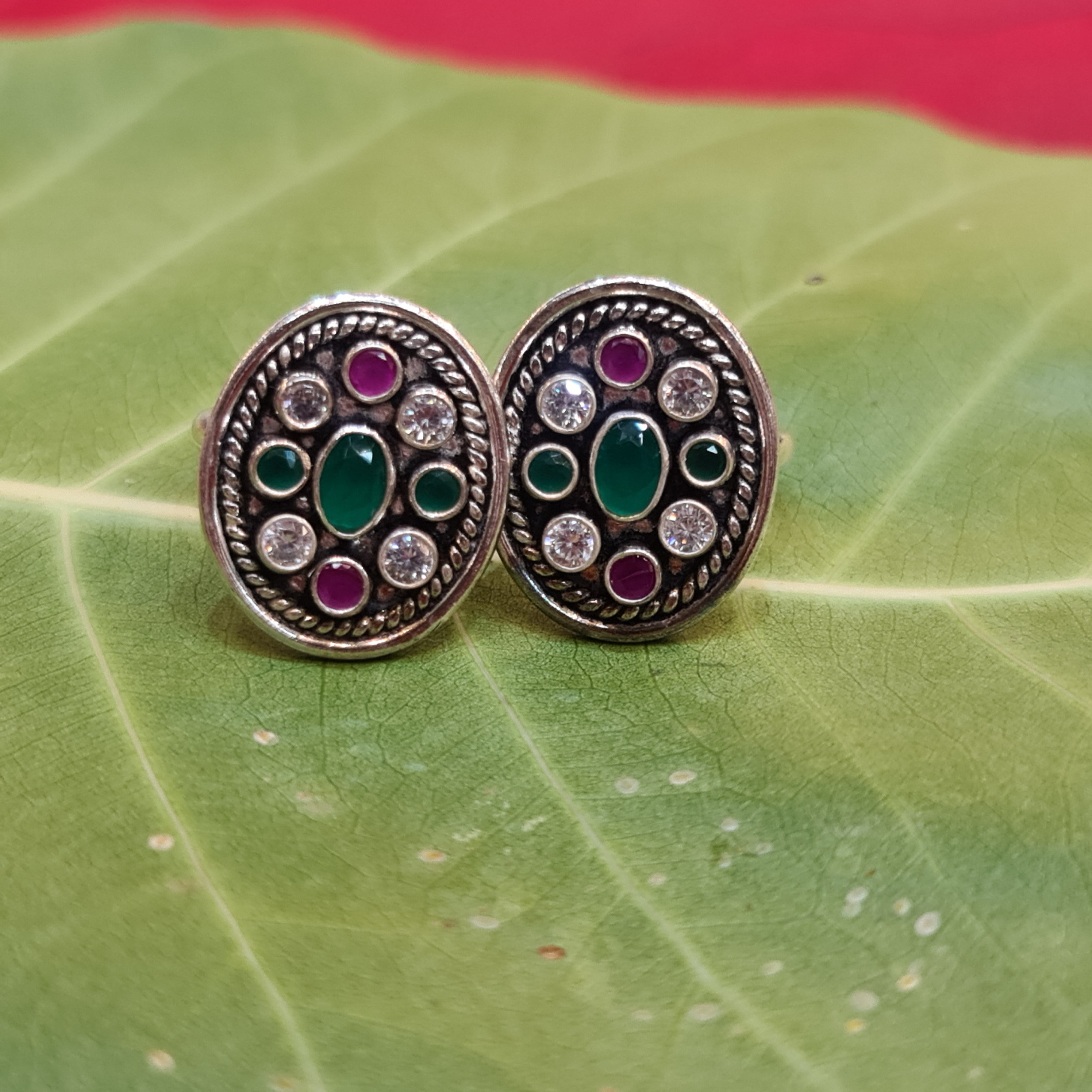 925 Sterling Silver Ruby Emerald Toe Rings - Majestic Gemstone Bichiya 12.8g