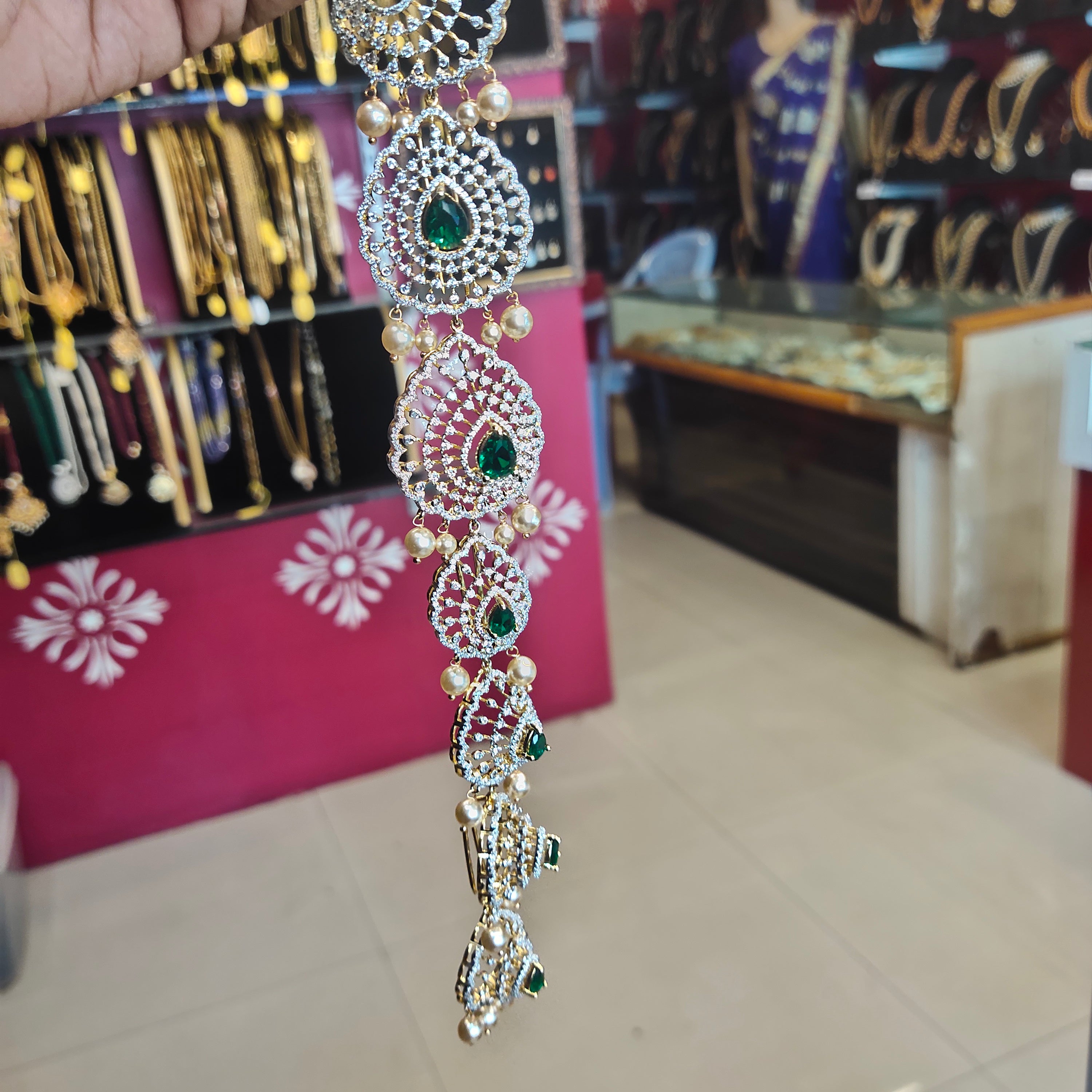 Rhodium Gold Plated Zircon Jada - Premium Bridal Hair Jewelry Set