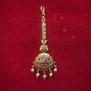 Antique Gold Dome Filigree Maang Tikka with Gold Ball Drops